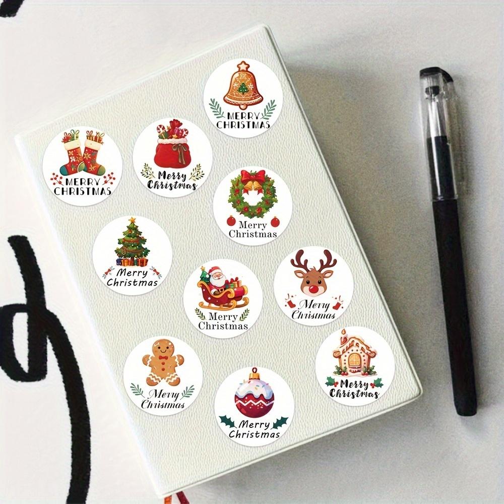 500pcs/roll Christmas Roll Stickers for Laptop Notebooks, Envelopes, Water Cups, Seals, Decorative Stickers