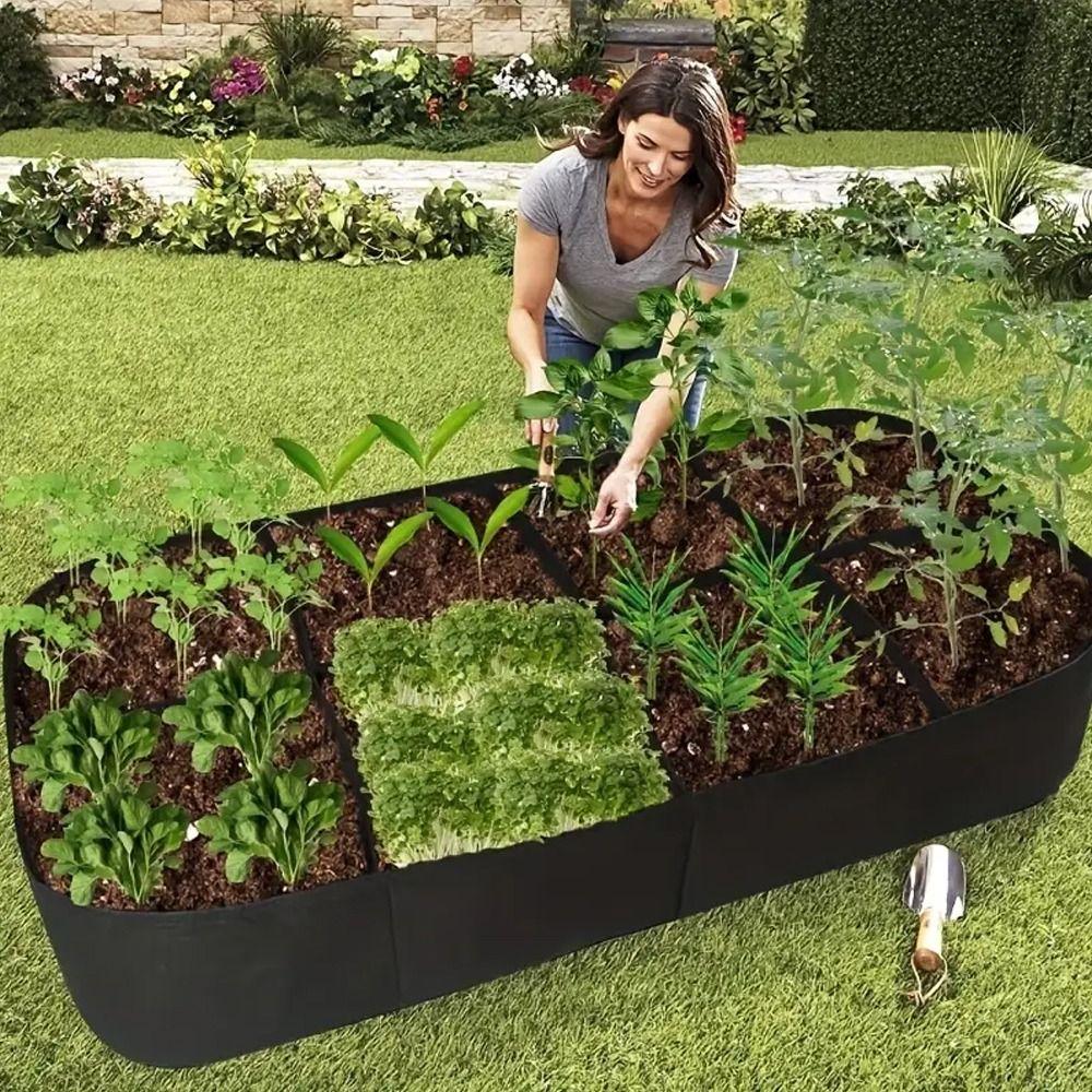 1/4/8 Grids Planting Container Breathable Garden Planting Bed Portable Garden Planters Bag  Flowers
