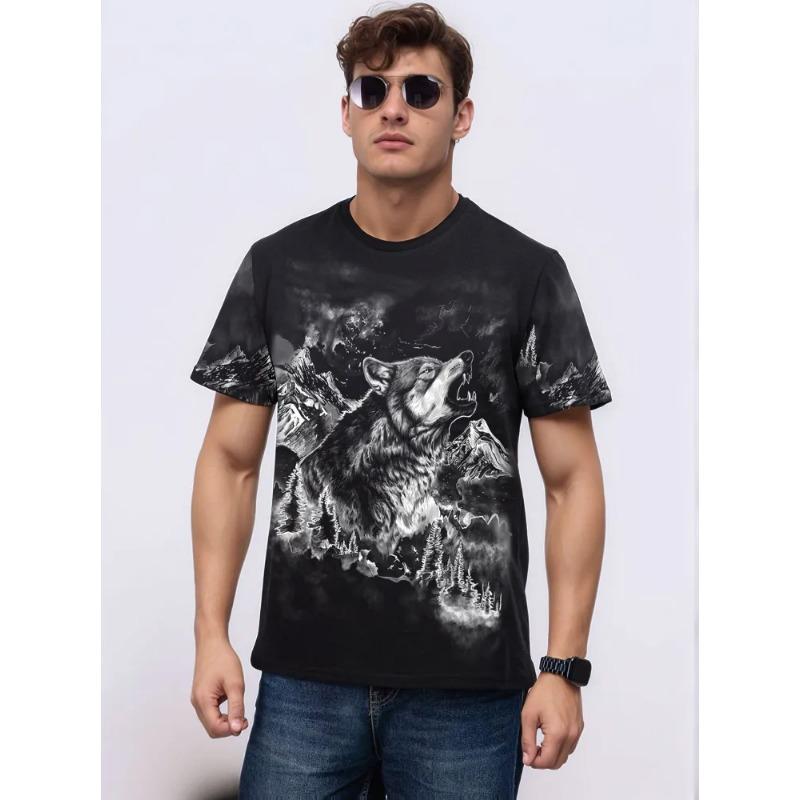 Men Cartoon Printed Short Sleeve O Neck T Shirt Summer Tees