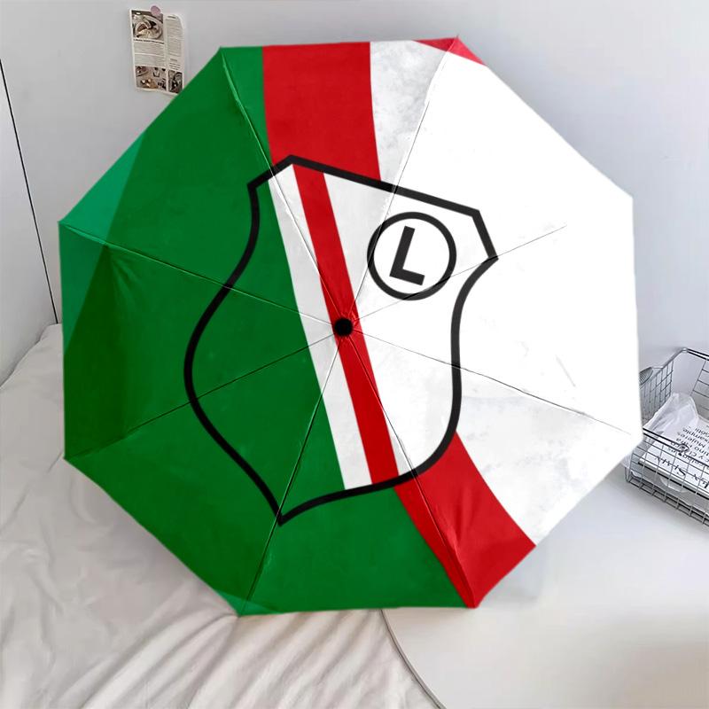 Modello Legia Varsavia, ombrello pieghevole automatico, design portatile e pieghevole, 8 stecche, un regalo di Natale o di compleanno.