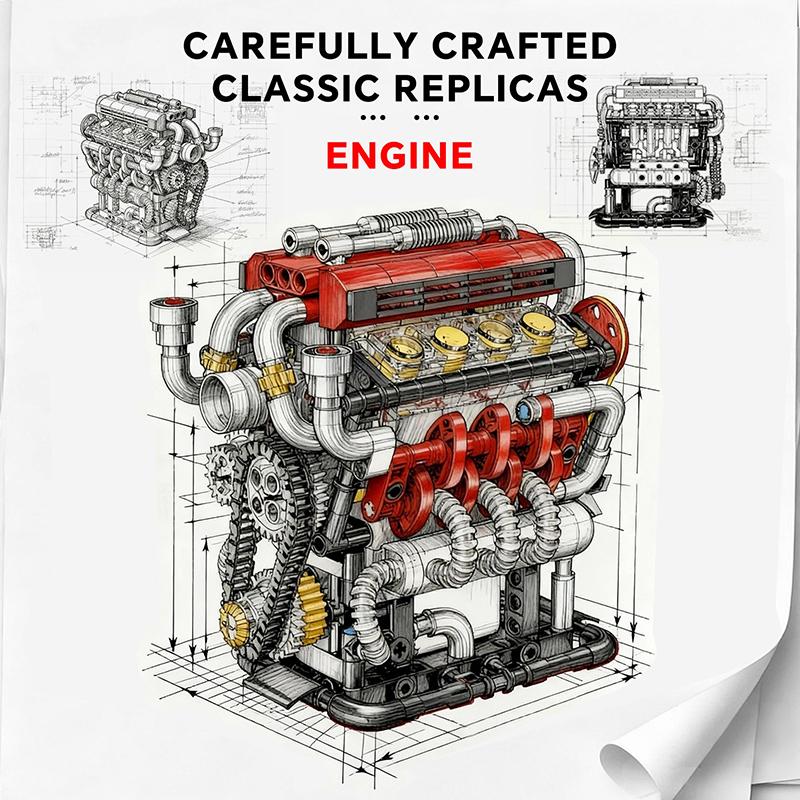 538pcs Motorized Simulation Car Parts Electrically Drive V8 Engine Building Toy Technical Blocks Creative Toys Gifts Boys Adult