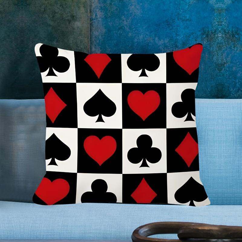 1 MEMNUN Modern Poker Themed Pillow Cover for Game Rooms and Living Rooms - Single-sided Printed Cushion Cover with Poker Card Combination