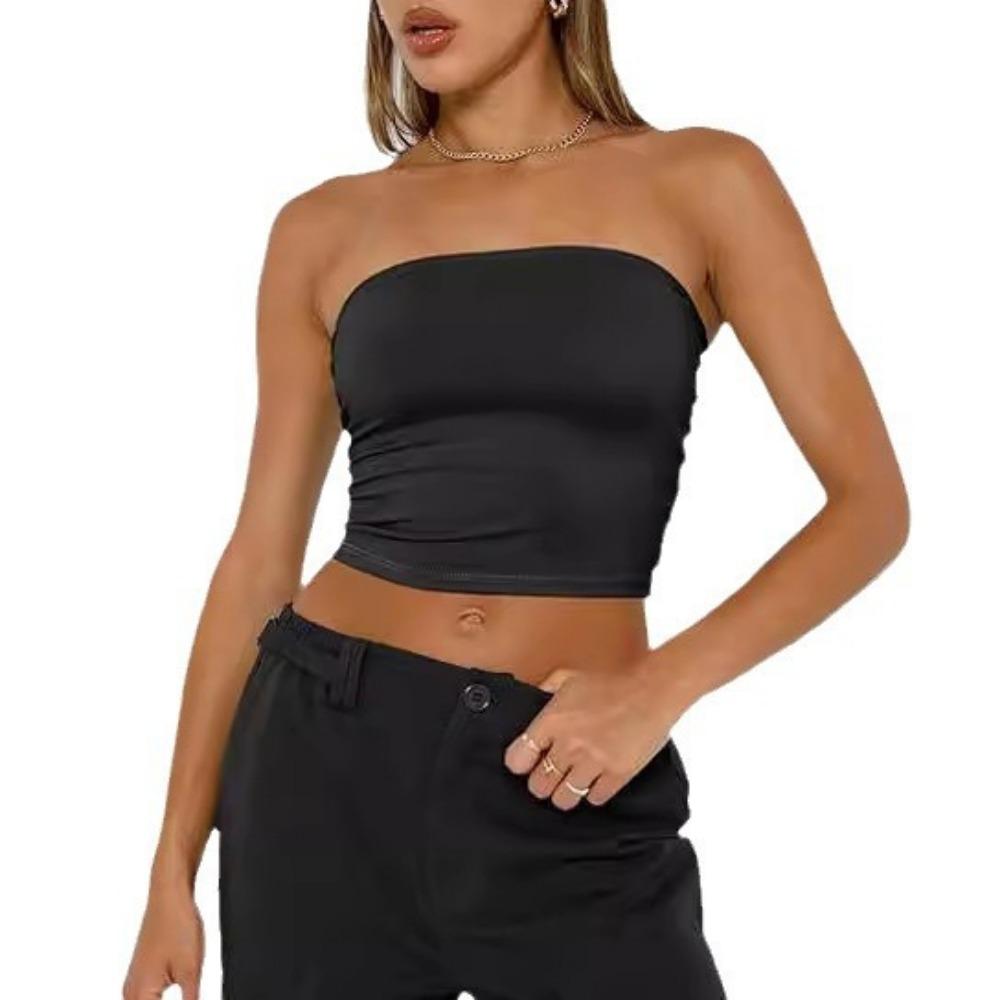 Strapless Tank Top Solid Color CropTops Women Summer Camis Casual Camisole Fashion Tube Female Sleeveless Cropped Y2K Clothes
