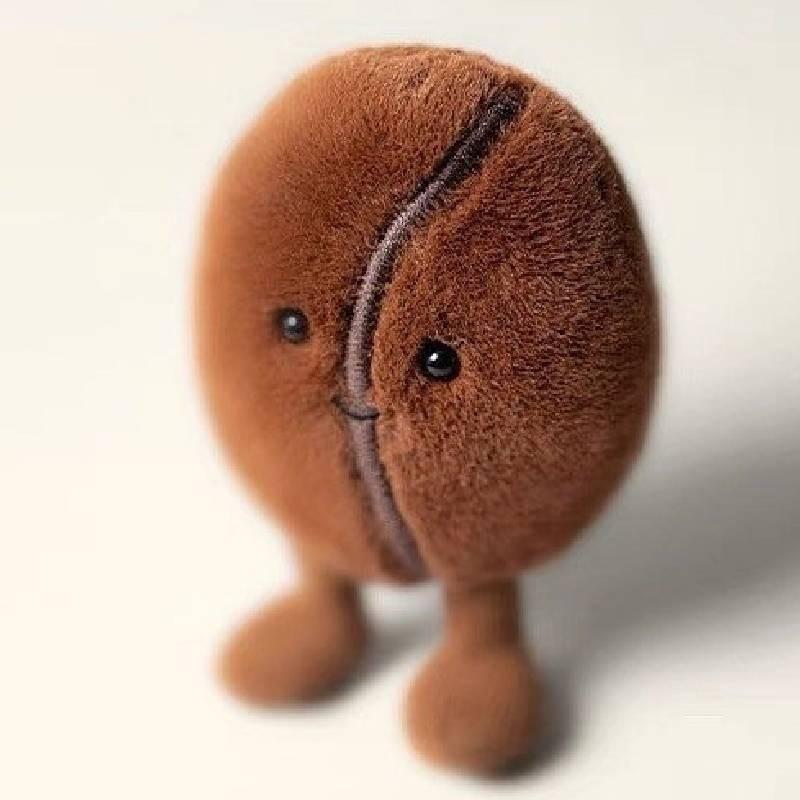 Brown Jellycat Theme Coffee Bean Plush Toy Kids Stuffed Smiling Gift Expression