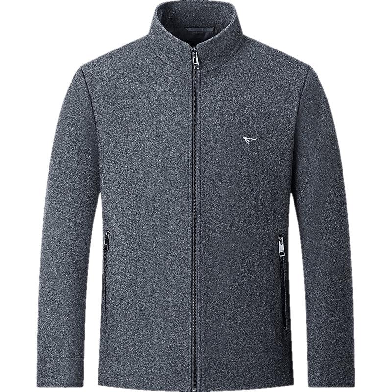 

Qipilang Men s Autumn/Winter Stand Collar Wool Blend Jacket XL