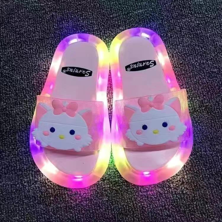 Children‘s Boys Girls Slippers Cartoon Unicorn Animals Prints Shoes Lighted Fashion Cute Shoes Bathroom Kids Toddler Slippers