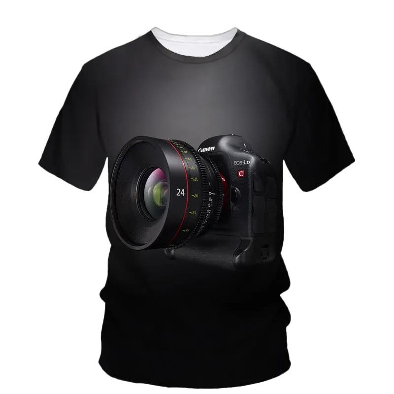 Fashion New Camera Photography Pattern Men's Printed T-shirt Street Harajuku O-neck Extra Large Short Sleeved Top