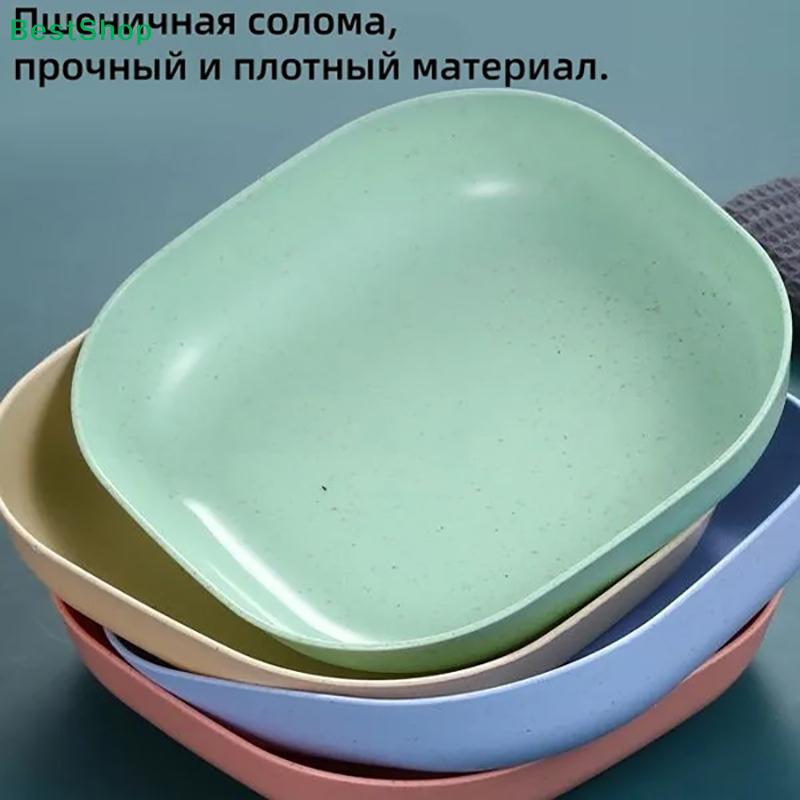 10-Piece Wheat Straw Snack Plates with Stand – Colorful Reusable Appetizer Plates for Dessert & Fruit