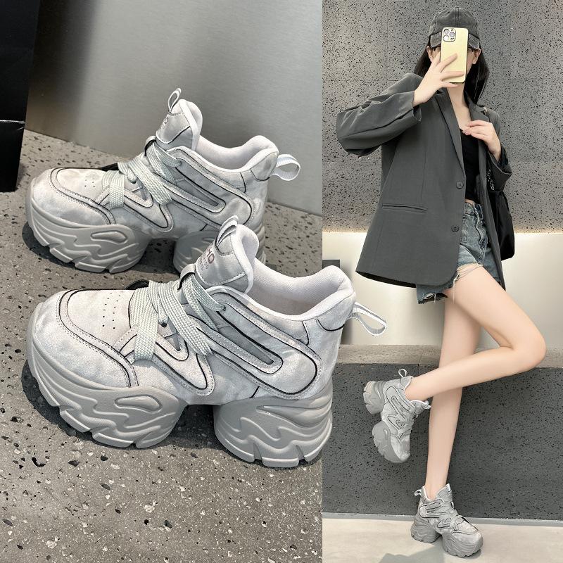 Inner Height Increase Trend Dad Shoes Women 2025 Autumn New Thick-soled High-top Versatile Ins Trendy Casual Shoes Sports Shoes