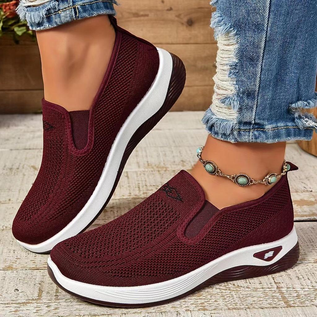 Women's Breathable Knit Slip-On Sneakers Lightweight, Comfortable Walking Shoes for All-Season Casual Outdoor Activities