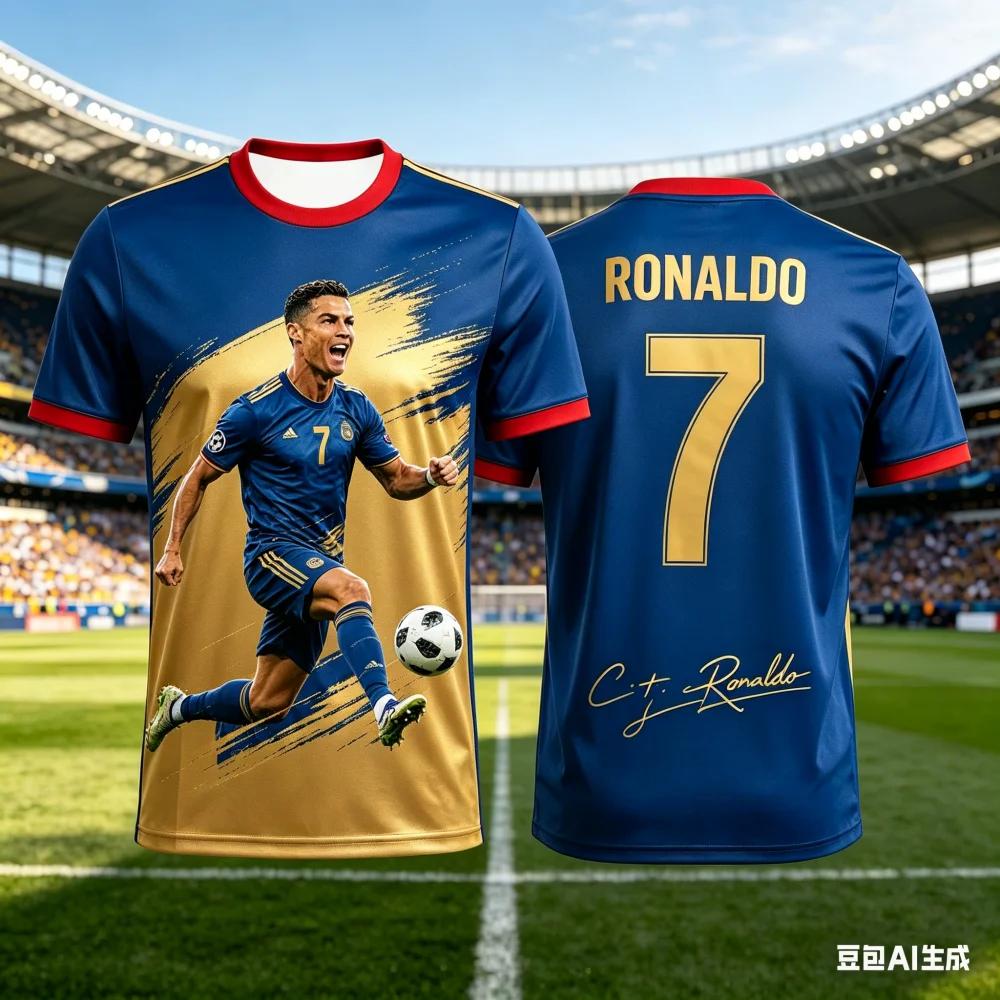 New 2026 Ronaldo Fan Edition Soccer Jersey Kids Quick Dry Breathable 3D Print Football Shirt Summer Outdoor Sports T Shirt
