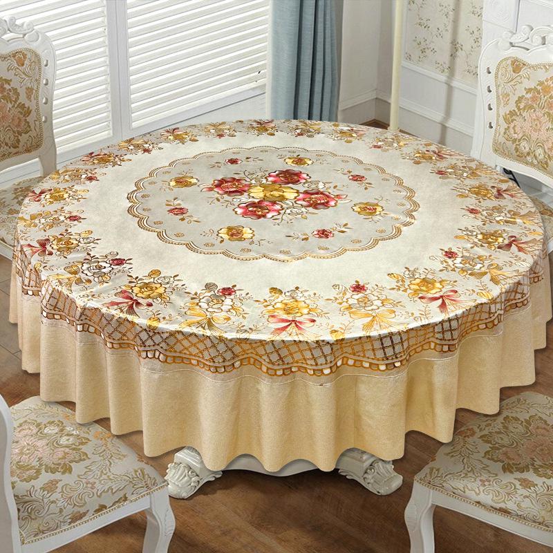 Luxury Waterproof PVC Tablecloth: Oilproof, Anti-scald, Wash-free Round Design for Hotels and Homes
