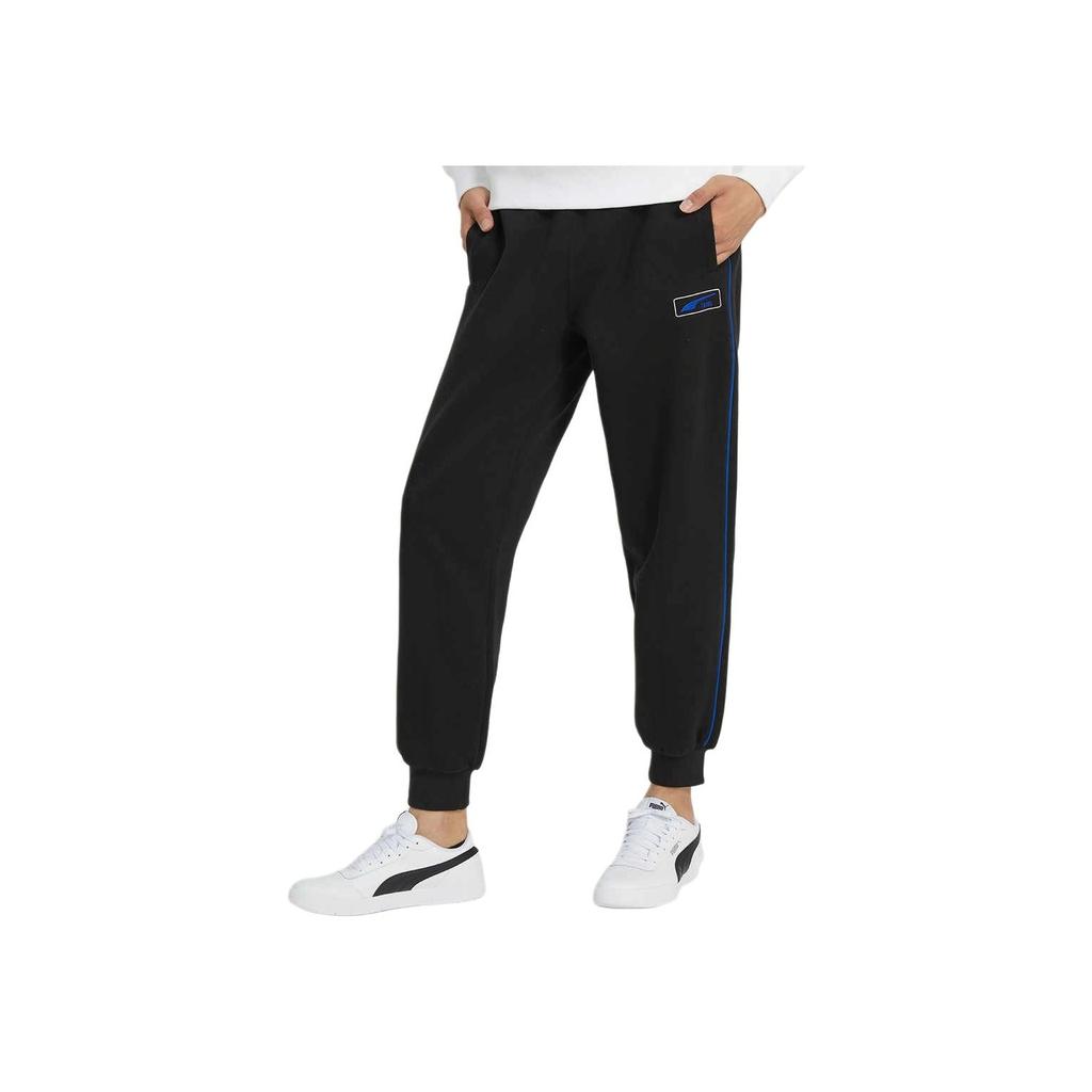 Puma Solid Color Brand Logo Embroidered Cuffed Sports Pants Men Bottoms Black 539731-01