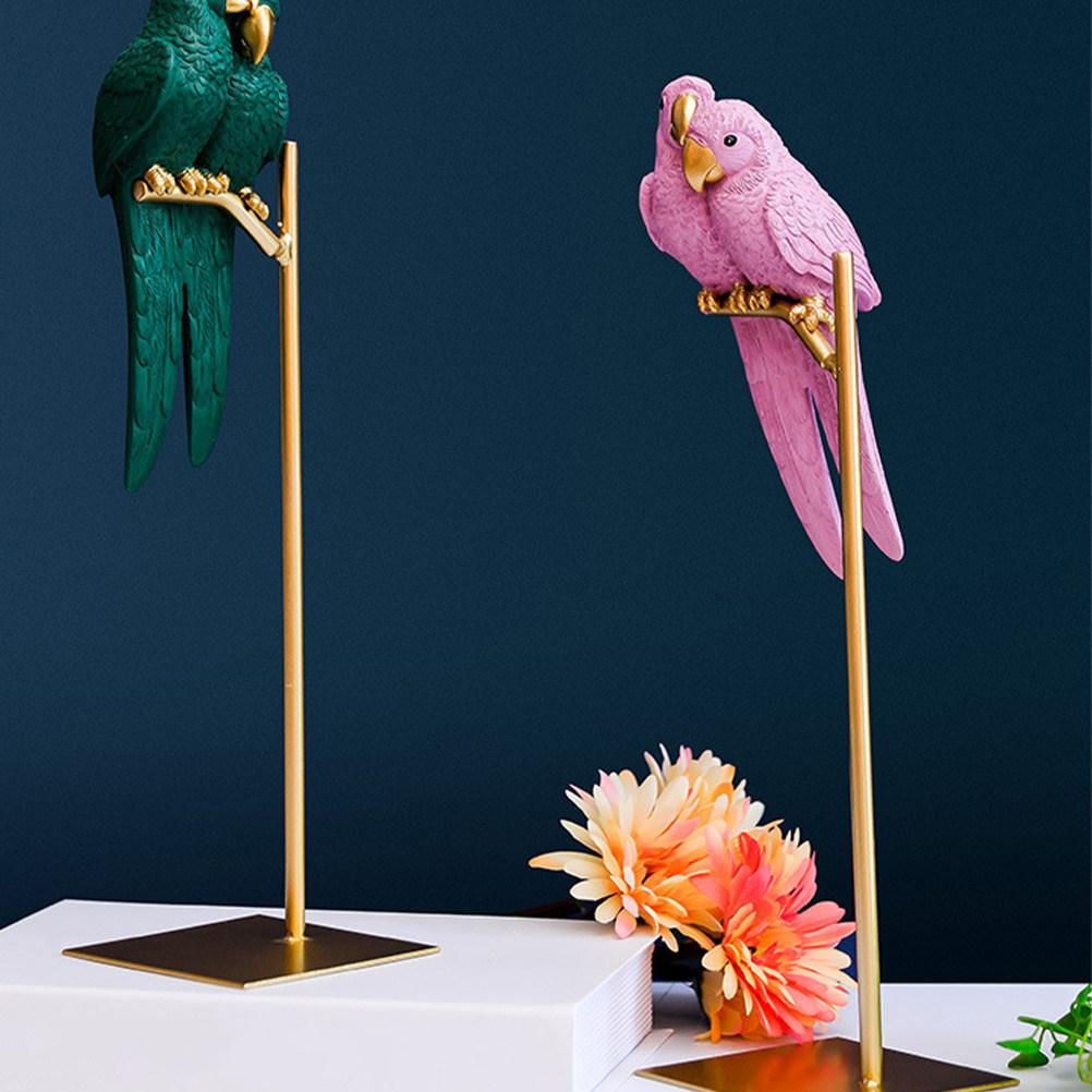 Couple Parrot Desktop Decor Premium Resin Ornament for Home Office Desk Shelf Photography Prop Gift Unique Exquisite Tabletop