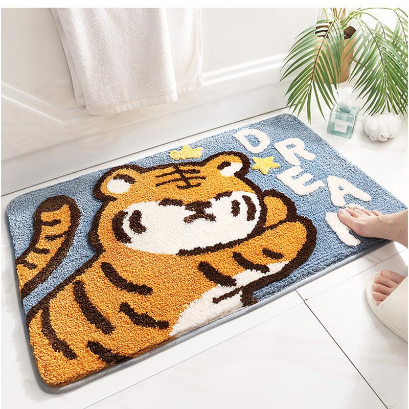 Tiger Absorbent Bathroom Door Entrance Mat Cartoon Bath Rug Bathroom Non -Slip Toilet Mat Entrance Children 'S Room Carpet 