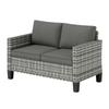 Two-Seater Rattan Outdoor Sofa - Light Grey