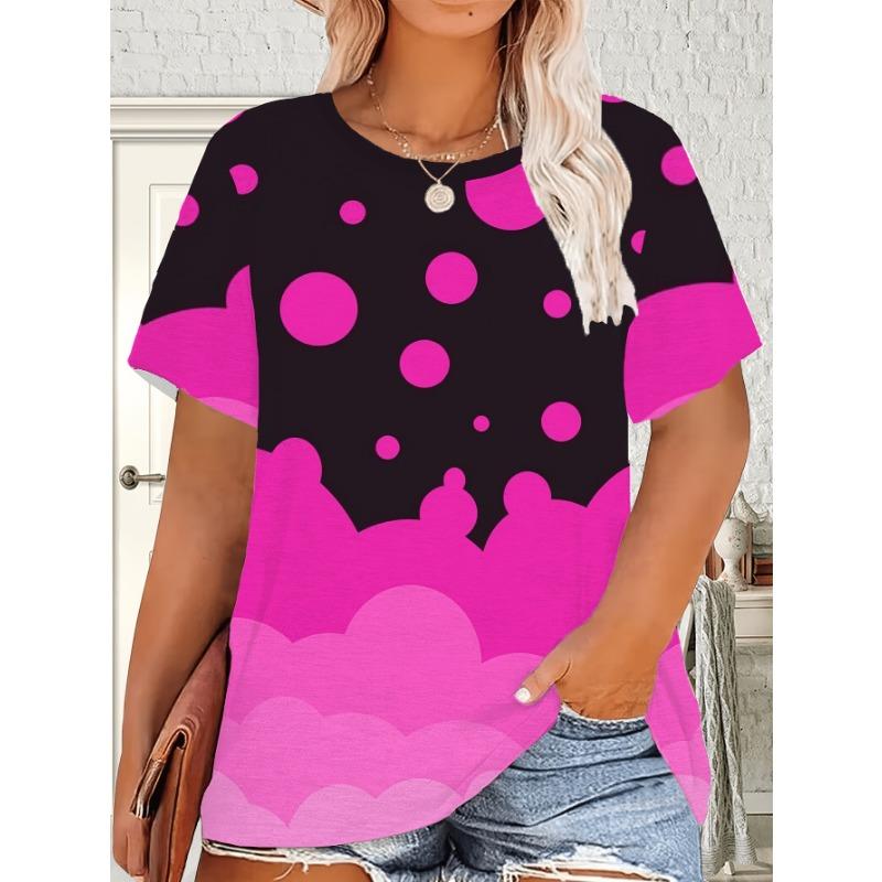 

Fashionable and Creative Large Circle Graphic Print Women s T-shirt S