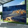 2D plane, 1pc Nativity scene background - traditional Bethlehem City with shepherds, starry sky and the birth of Jesus
