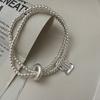 Handmade Elastic 925 Sterling Silver Rainbow Beads Beaded Women Bracelets Fine Jewelry