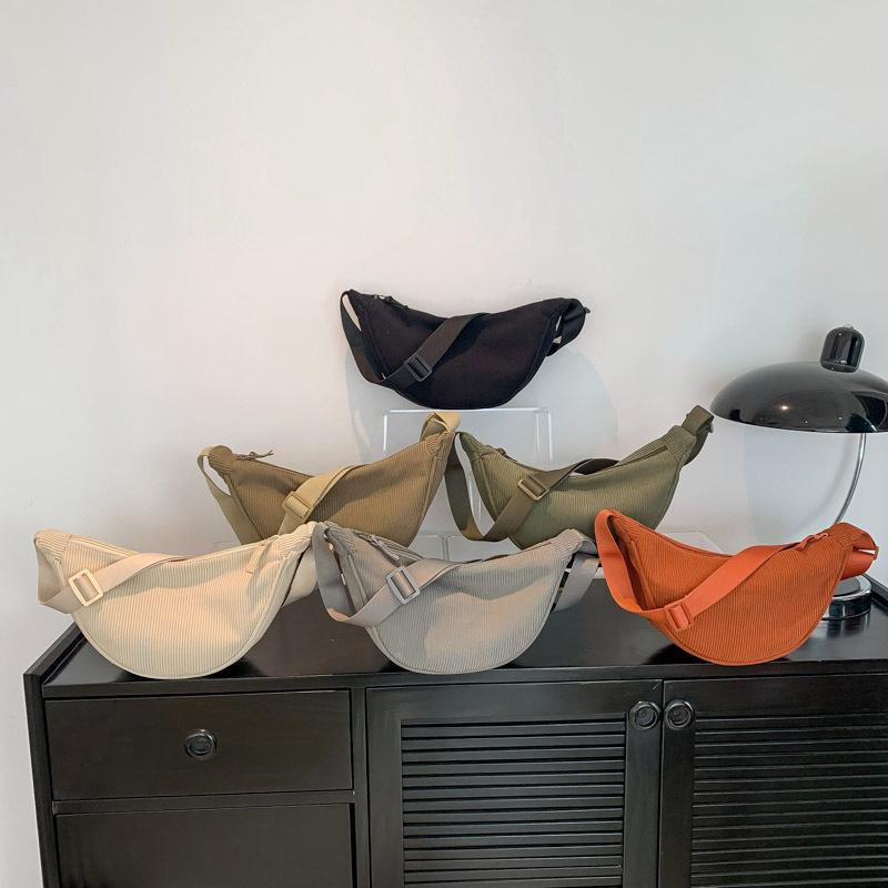 Corduroy Shoulder Bag for Women | Lightweight Solid Color Travel Purse | Casual Fashion Crossbody Tote | Simple Daily Handbag