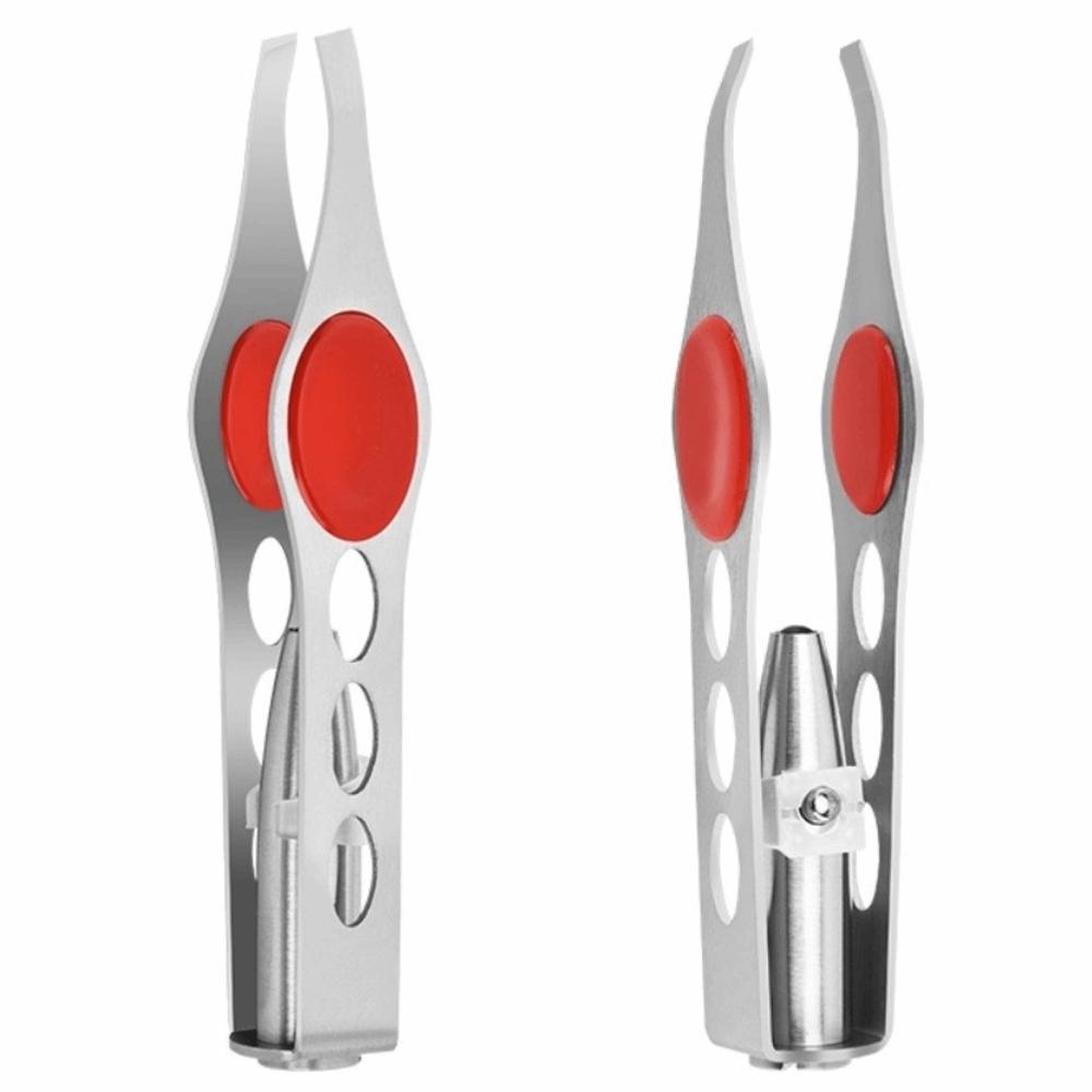 Stainless Steel LED Eyebrow Tweezers Angle Mouth with Light Eyebrow Trimming Clip Removal Slanted Eyebrow Tweezer Makeup Tool