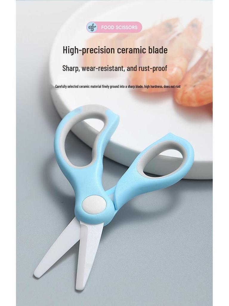 Portable Ceramic Baby Food Scissors with Sheath - Kitchen Tool for Safe Food Prep