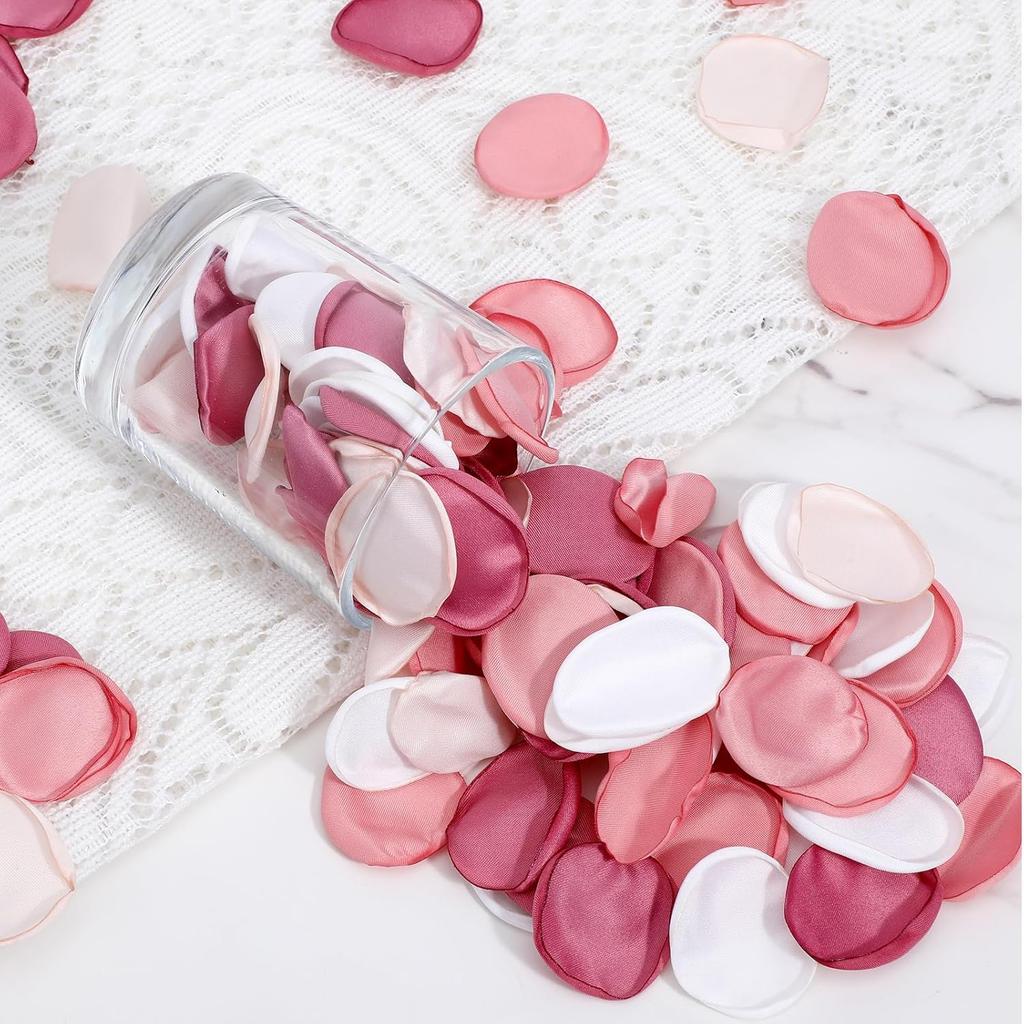 200PCS Silk Rose Petals for Wedding Pink Mixed Flower Petals for Flower Girl Basket Aisle Scatter Dinner Table Centerpieces Party Bridal Shower