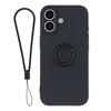 For iPhone 17 Silicone Case with Strap Ring Kickstand Phone Cover