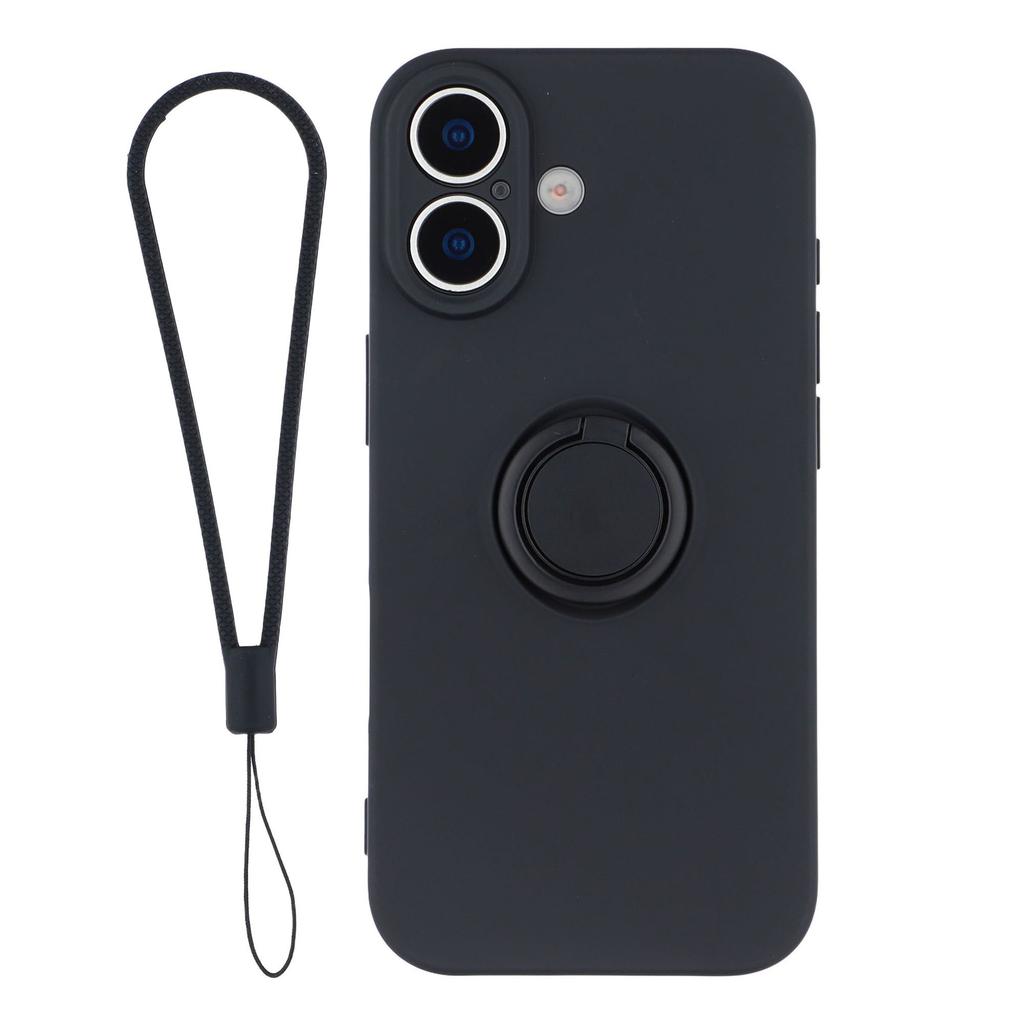 For iPhone 17 Silicone Case with Strap Ring Kickstand Phone Cover