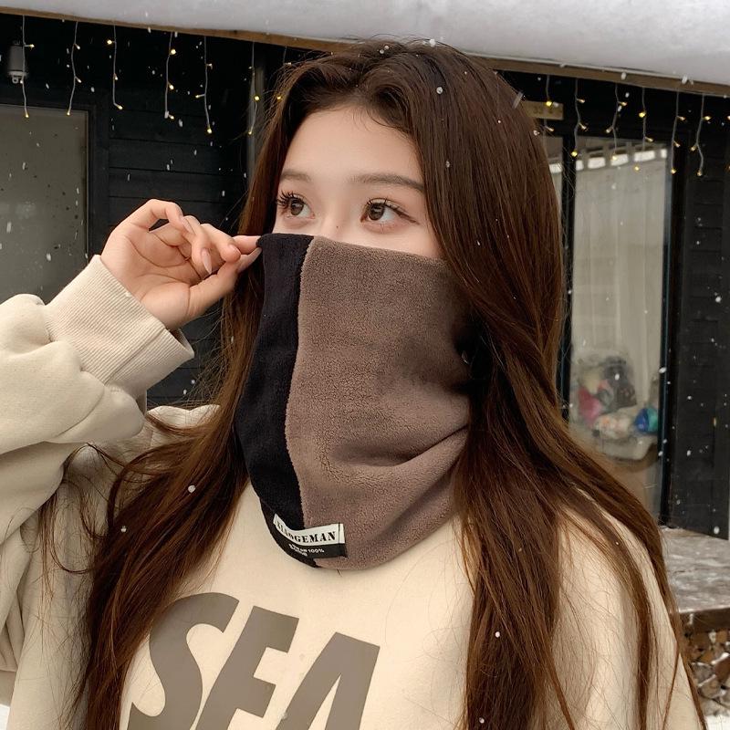 SAYI Winter Double-Layer Warm Neck Gaiter: Unisex Color Block Pullover Scarf for Cycling & Cold Protection