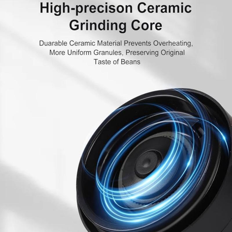 38-Grade Adjustable Electric Coffee Grinder - Ceramic Burr with One-Touch Operation, USB-C Fast Charging & Long-Lasting Battery for Espresso/Pour Over