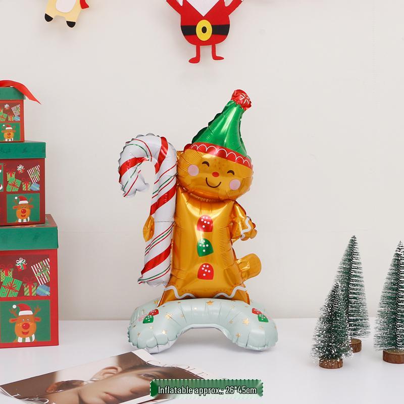 Standable Christmas Cartoon Decoration: Reindeer, Snowman, Santa, and Tree Balloon