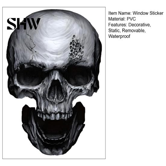 Creative Holiday Gifts for Friends Halloween Skull Static Window Stickers, Realistic Glass Decals, Waterproof PVC Spooky Home Decor Party Clings,