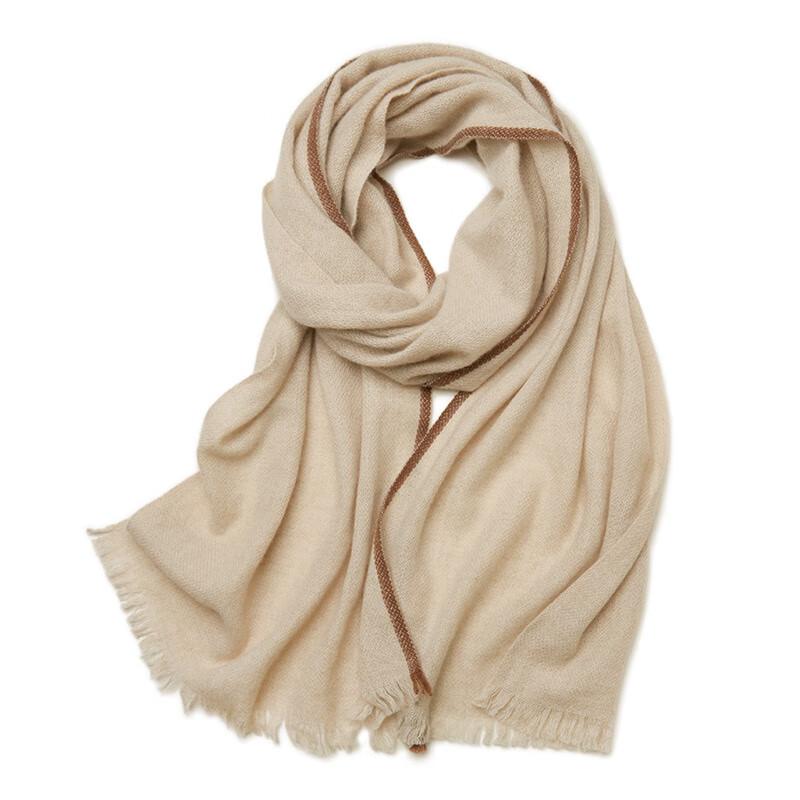 G·TENNA NXC340 Unisex Solid Trim Cashmere Scarf