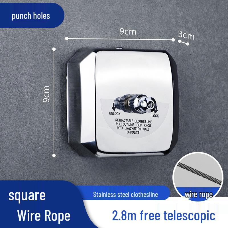 Invisible Stainless Steel Retractable Indoor Clothesline for Bathroom or Balcony