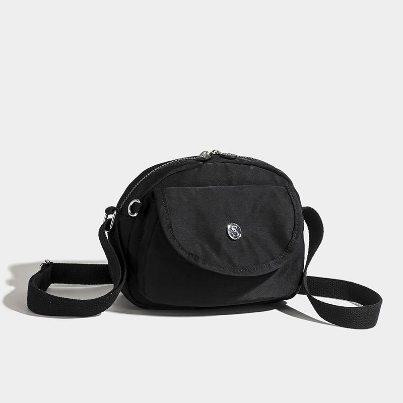 New Semi Circular Bag Women's Waterproof Crossbody Bag Classic One Shoulder Flip Small Square Bag Fashionable Light Canvas Bag Shell Bag