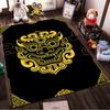 "Black Carpet with Golden Tribal Lion Head Design, Modern Home Decor" Suitable for Use As an Anti-slip for Living Room Bedroom Sofas