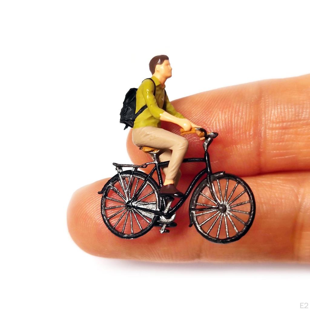 1/64 Scale People Figurines Miniature Bicycle Model DIY Diorama Table Decoration