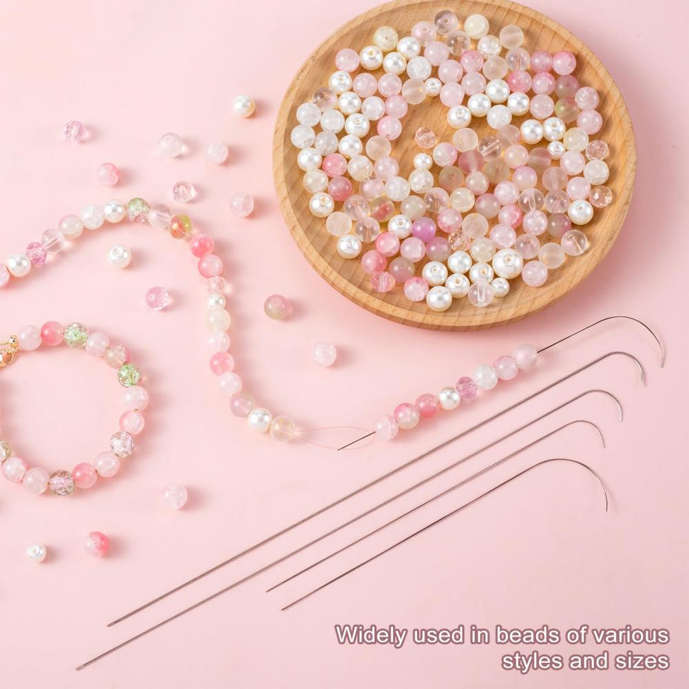 2/5 Pcs Beading Needles Big Eye Curved Stainless Steel Enlarged Eye Bead Spinner Needles DIY Bead Necklace Bracelet Tools