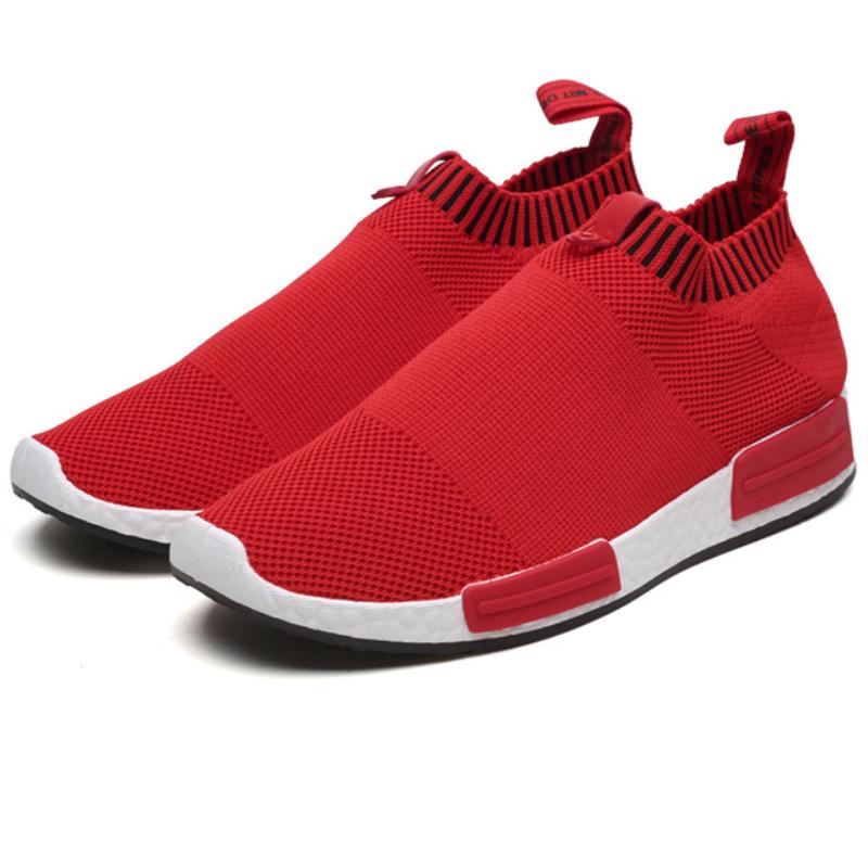 Summer Men's Mesh Surface Flat Casuals Low Top Solid Color Breathable Knit Sneakers Rubber Soft Sole Slip on Shoes Tênis Casuais