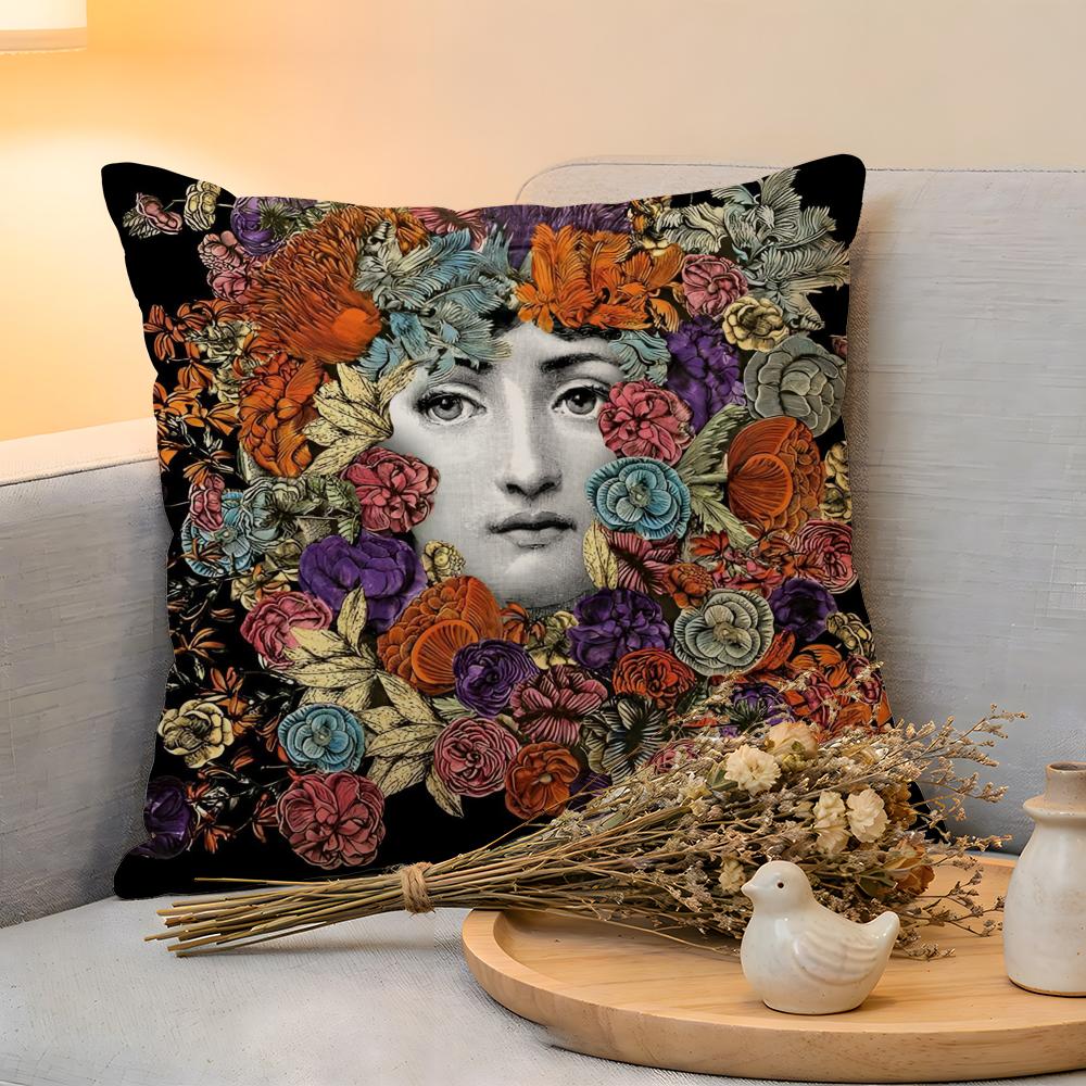 Cushion Cover Linen SkinFriendly Soft Decorative Case For Sofa Home Decor Abstract Women Simple Anime Art Pillow cover