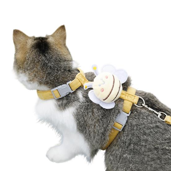 Kleine Biene Katzengeschirr Verstellbares Kätzchengeschirr mit Leine Süßes Bienen-Katzengeschirr für Kätzchen Erwachsene Katzen Sichere Spaziergänge im Freien
