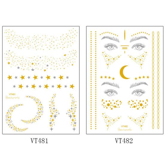 

2 шт. водонепроницаемая блестящая металлическая золотая татуировка-наклейка временный боди-арт