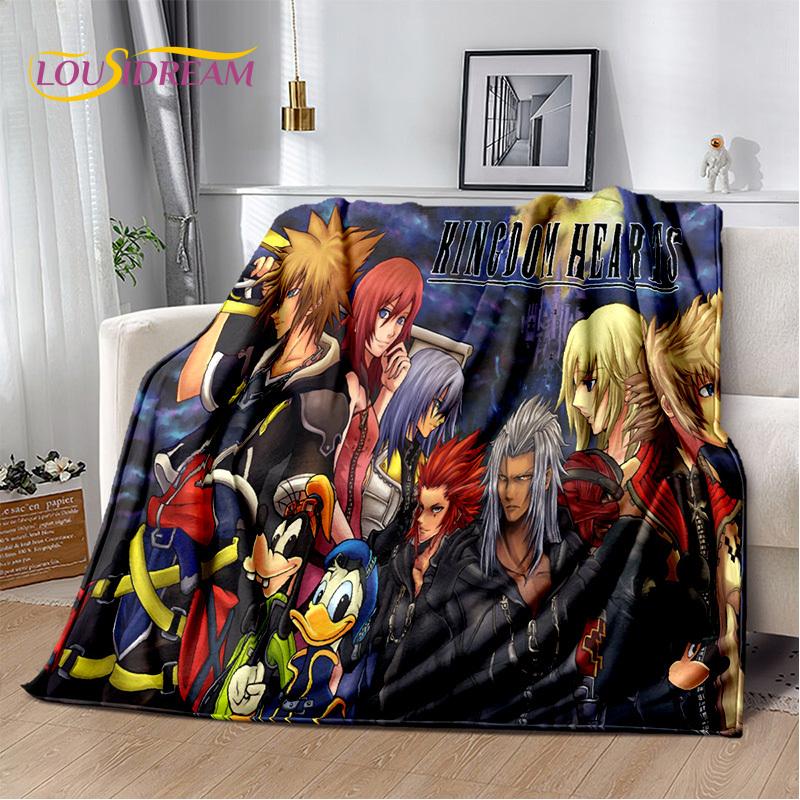 Weiche Plüschdecke mit 3D-Cartoon-Motiv „Kingdom Hearts“, Flanelldecke, Überwurfdecke für Wohnzimmer, Schlafzimmer, Bett, Sofa, Picknick, Kindergeschenk