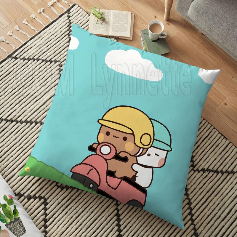 Mléko a mocha páry Panda Bear Bubu Dudu Povlak na polštář Hodový polštář Domácí Dekorativní čtvercový tisk Polštář Polštář na pohovku 45CM