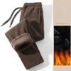 Men's Winter Pants Thickened Solid Zip Pocket Double-sided Polar Fleece Knit Sweatpants Windproof Pants