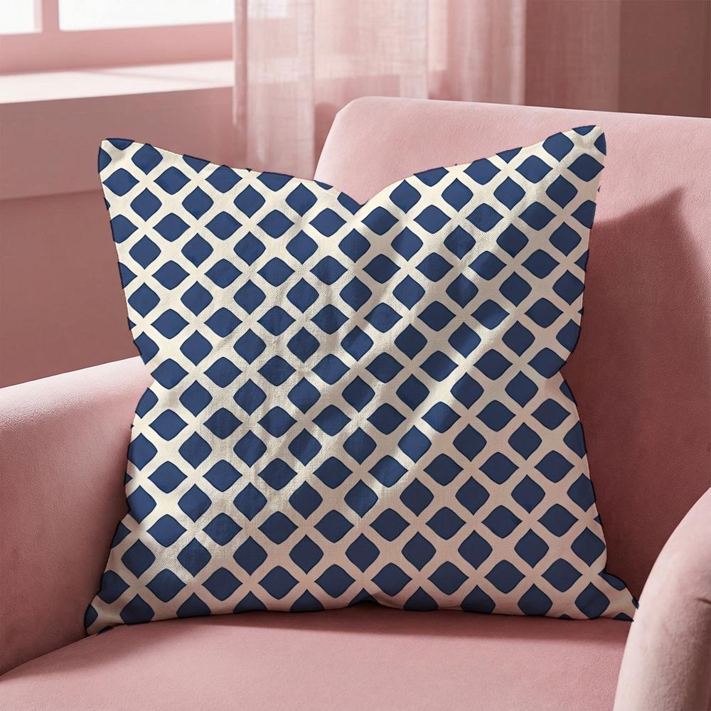 Geometric Ink Blue Cushion Cover Multi-Scene Pillow Cover for Home & Car - Reversible, Soft & Durable for Daily Use
