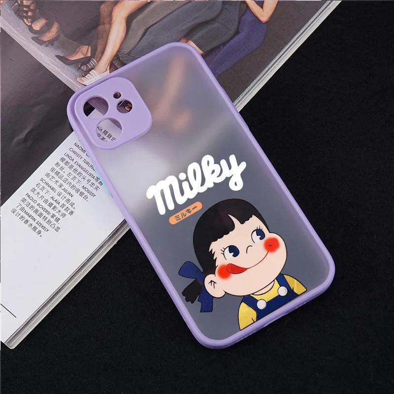 Cute Boy Girl Couple Phone Case For iPhone 12 11 13 14 15 Pro Max X XS XR SE 7 8 Plus Sweet Peko Milky Hard Matte Cover Fundas