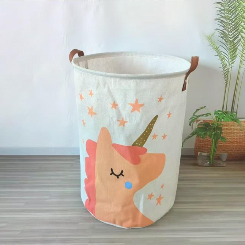 Große Kapazität Babyartikelkorb Windel-Caddy-Organizer Faltbar Cartoon-bedruckter Schmutzwäscheeimer Spielzeug-Aufbewahrungskorb