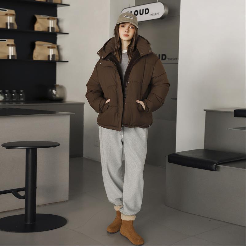 

Зимняя новая простая хлопковая одежда Женская хлопковая одежда Носить универсальную, модную и свободную одежду в иностранном стиле с обеих сторон XXL кофейный